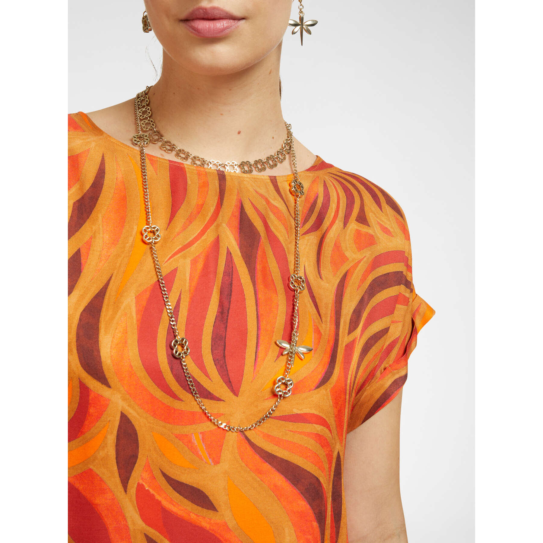 Elena Mirò - Blusa estampada - Naranja sol