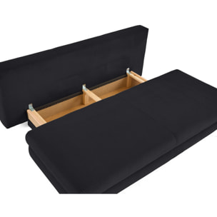 Elton - canapé 3 places convertible avec coffre en velours côtelé - Noir