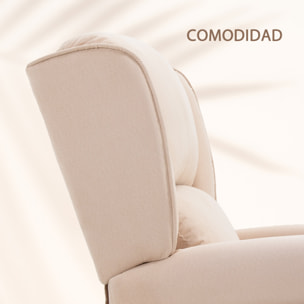 Sillón de Masaje Sillón Relax Reclinable con Mando a Distancia 2 Zonas de Masaje Bolsillo Lateral y Tapizado en Tejido de Ante 78x83x101 cm Crema