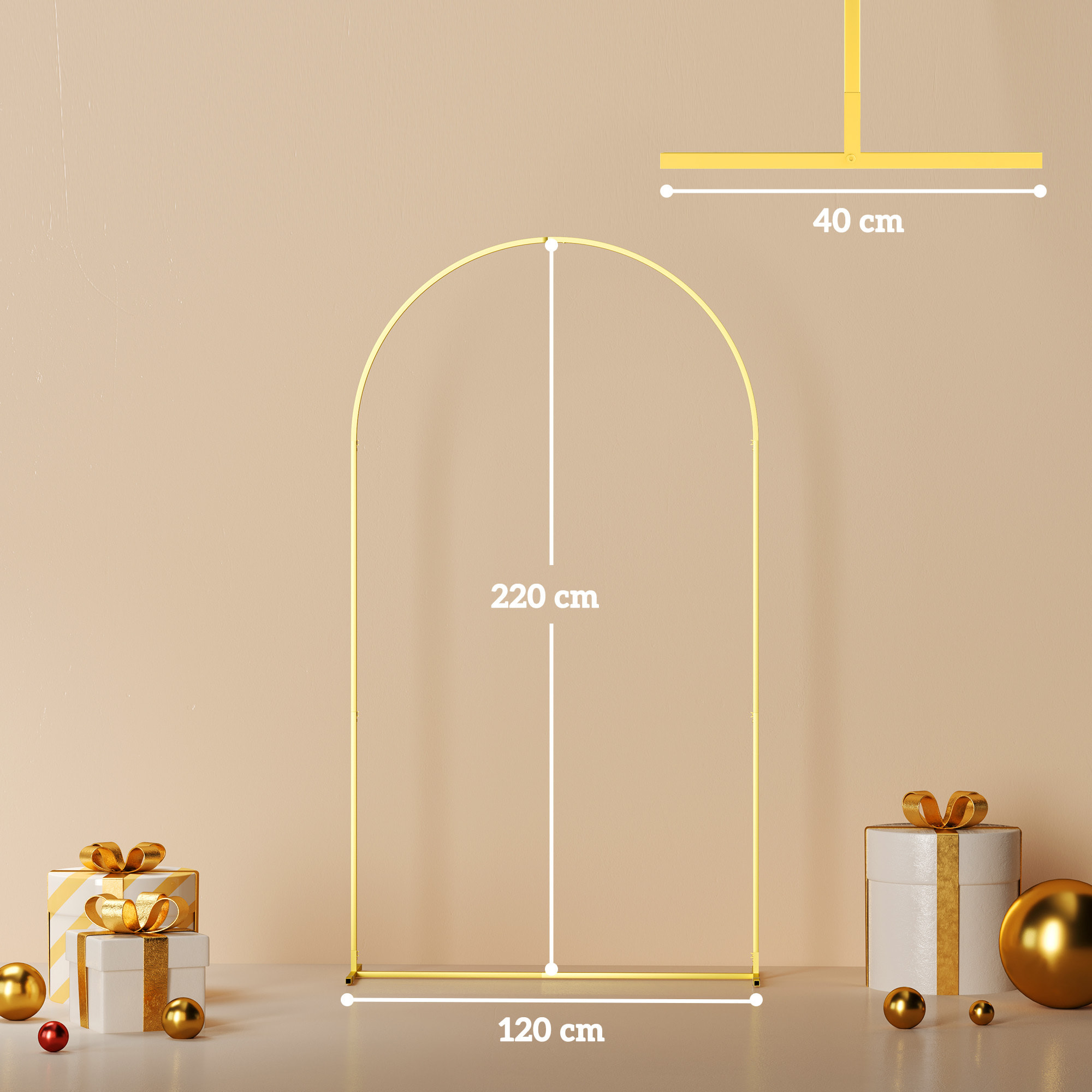Arco de Jardín de Metal para Rosas Arco de Boda con Recubrimiento en Polvo Resistente a la Intemperie para Plantas Trepadoras para Decoración Patio Terraza 120x40x220 cm Dorado