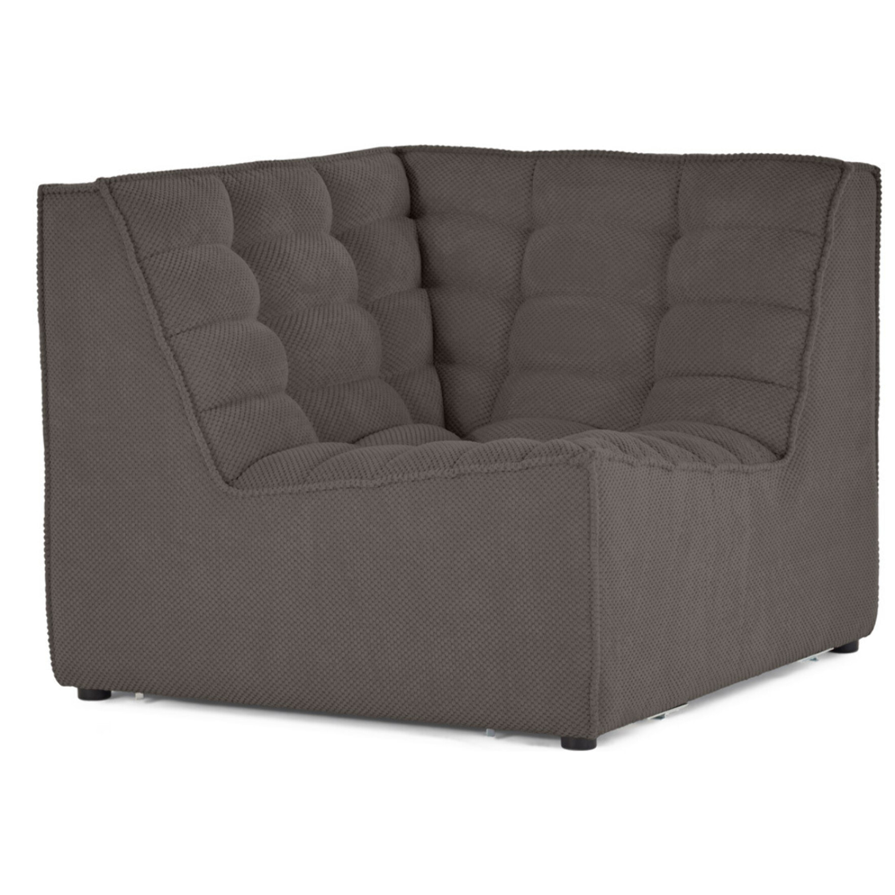 Ellie - module d'angle en velours texturé - Gris