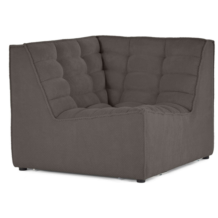 Ellie - module d'angle en velours texturé - Gris