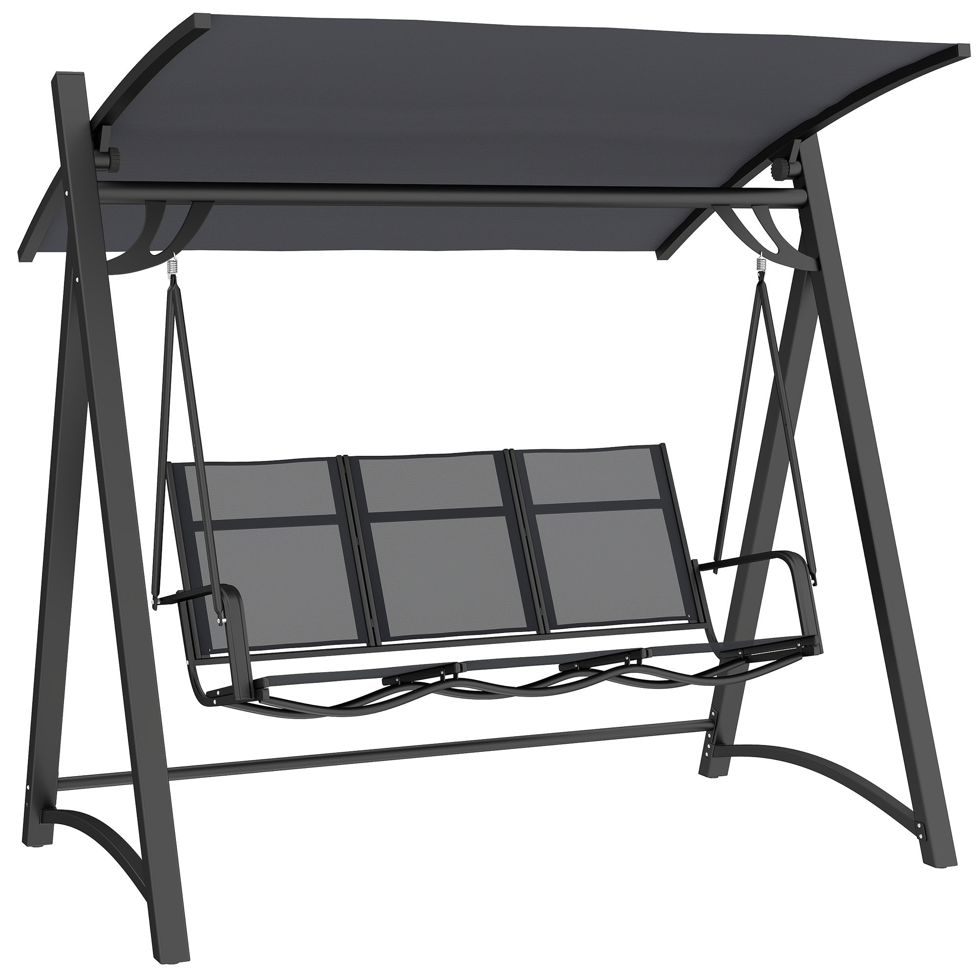 Columpio de Jardín de 3 Plazas, Balancín de Jardín Exterior con Techo Ajustable, UPF50+, Asiento Transpirable y Marco de Metal, para Patio, Terraza, Carga 360 kg, 188x130x183 cm, Gris
