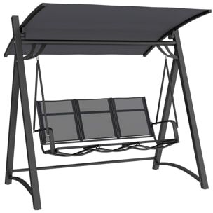 Columpio de Jardín de 3 Plazas, Balancín de Jardín Exterior con Techo Ajustable, UPF50+, Asiento Transpirable y Marco de Metal, para Patio, Terraza, Carga 360 kg, 188x130x183 cm, Gris