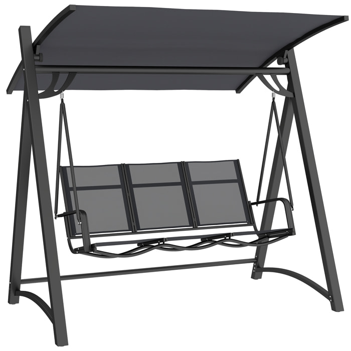Columpio de Jardín de 3 Plazas, Balancín de Jardín Exterior con Techo Ajustable, UPF50+, Asiento Transpirable y Marco de Metal, para Patio, Terraza, Carga 360 kg, 188x130x183 cm, Gris