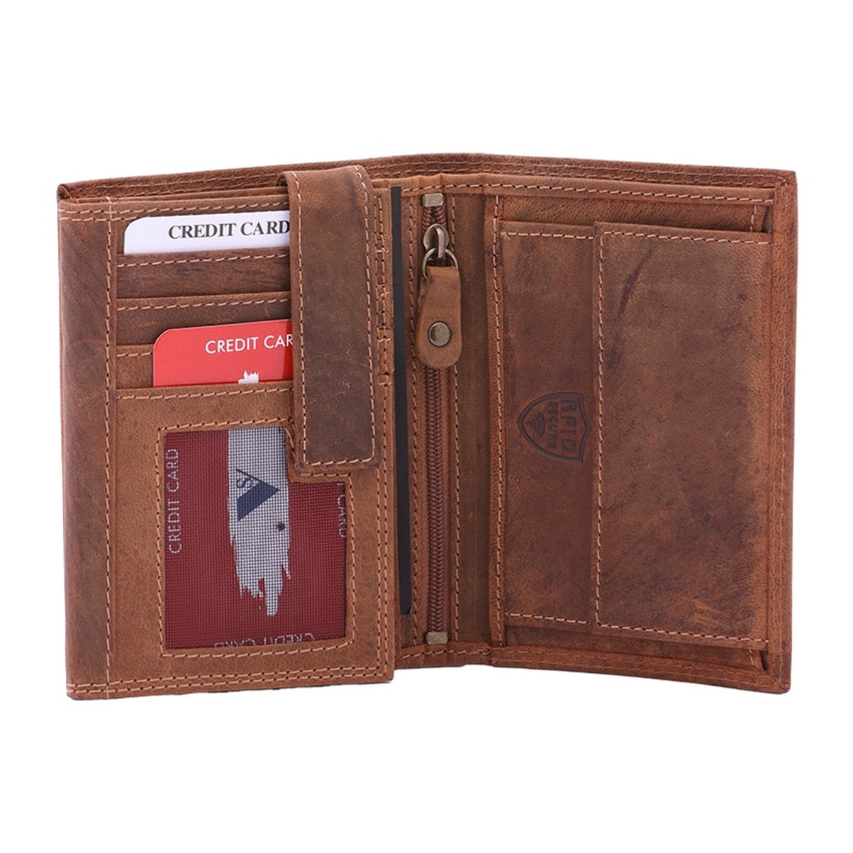Portafoglio uomo in vera pelle - Modello False - Casual - 10.0 x 13.0 x 3.0 cm