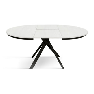 Tavolo rotondo PANTELLERIA in legno effetto bianco frassinato con gambe incrociate in metallo antracite, allungabile ⌀120 cm - ⌀170 cm