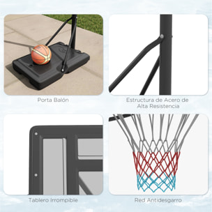 Canasta de Baloncesto de Exterior 2 en 1 con Altura Ajustable 230-305 cm Aro de Baloncesto para Piscina con Soporte Canasta de Baloncesto con Ruedas Base Rellenable Negro