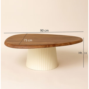 Table basse en bois d'acacia et pied en métal écru MALMO