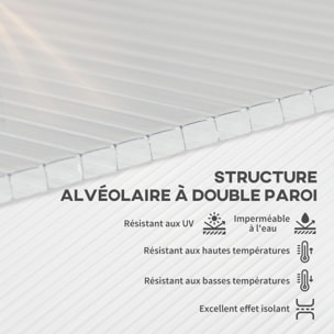 Lot de 14 panneaux polycarbonate alvéolaire 4 mm transparent dim. 121L x 61l cm