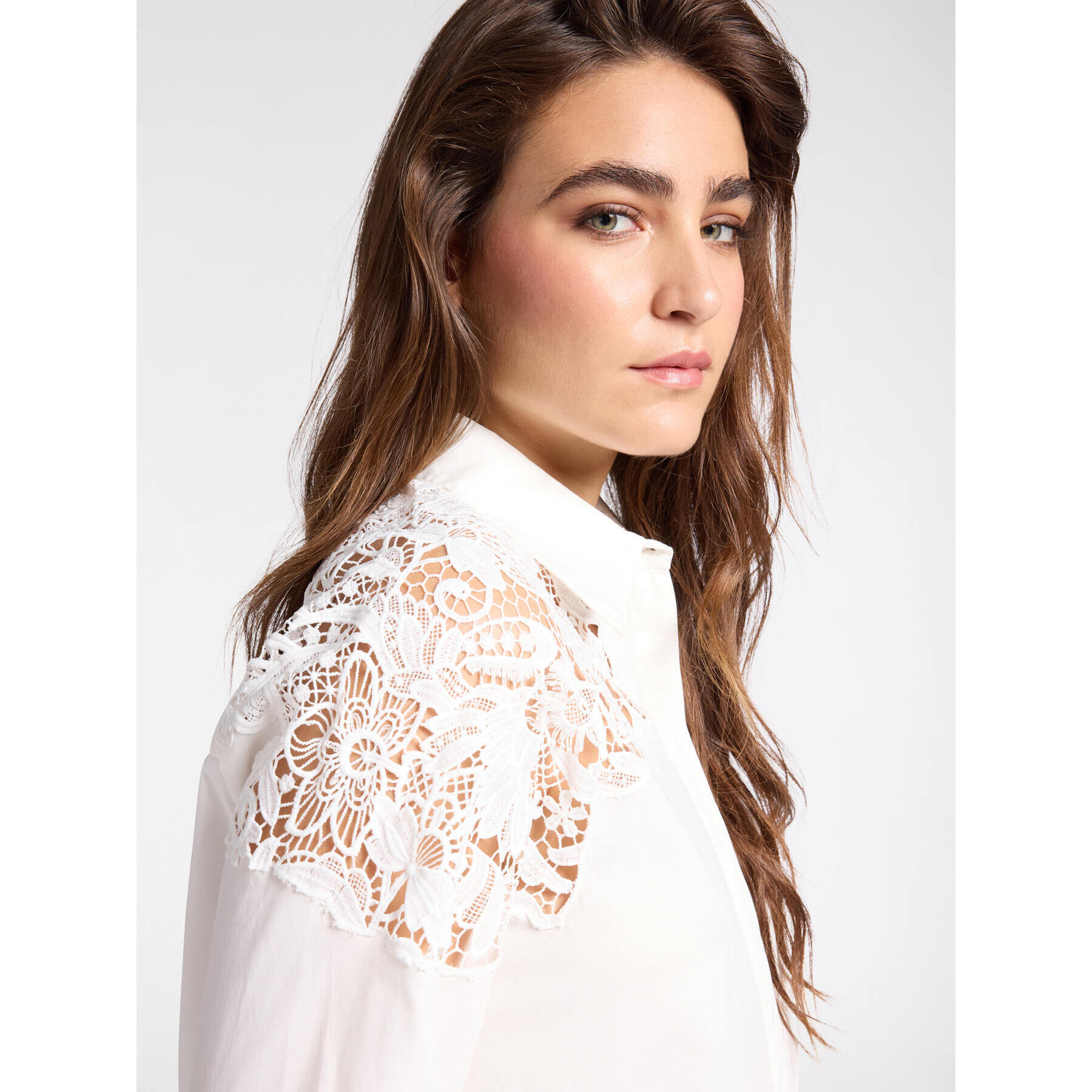 Elena Mirò - Camisa con encaje - Blanco