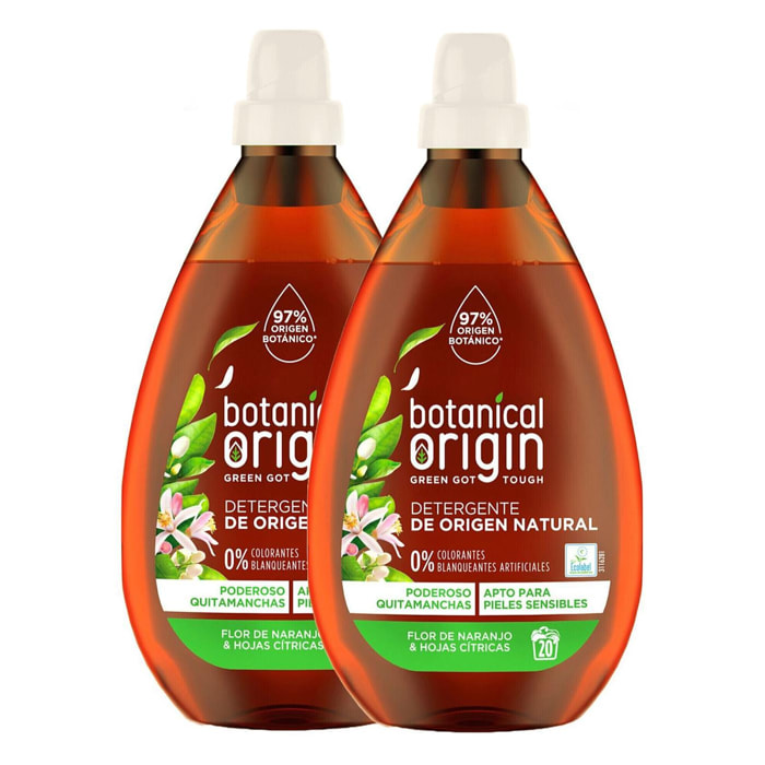 Botanical Origin Detergente para la ropa Ecológico Fragancia Flor de naranjo y hojas cítricas 40 lavados (2x20 dosis)