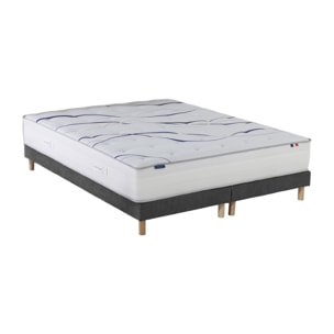 Ensemble matelas mousse HD SERENA + sommier, chenille bouclettes Gris anthracite