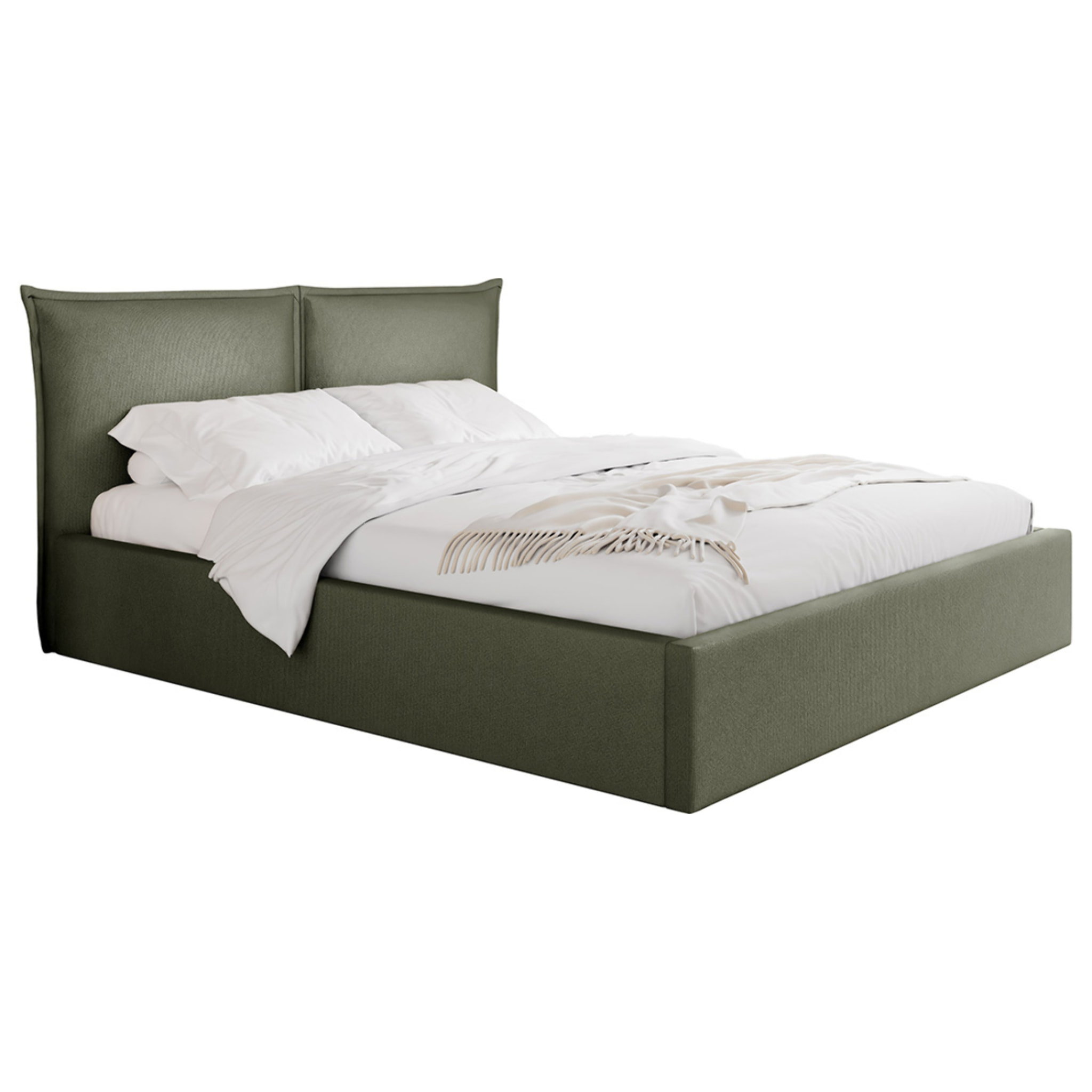 John - lit coffre - 160x200 cm - en velours - sommier inclus - Vert Kaki