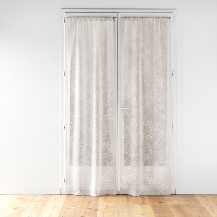 Paire de voilages passe-tringle en voile tissé motif feuillage - Taupe