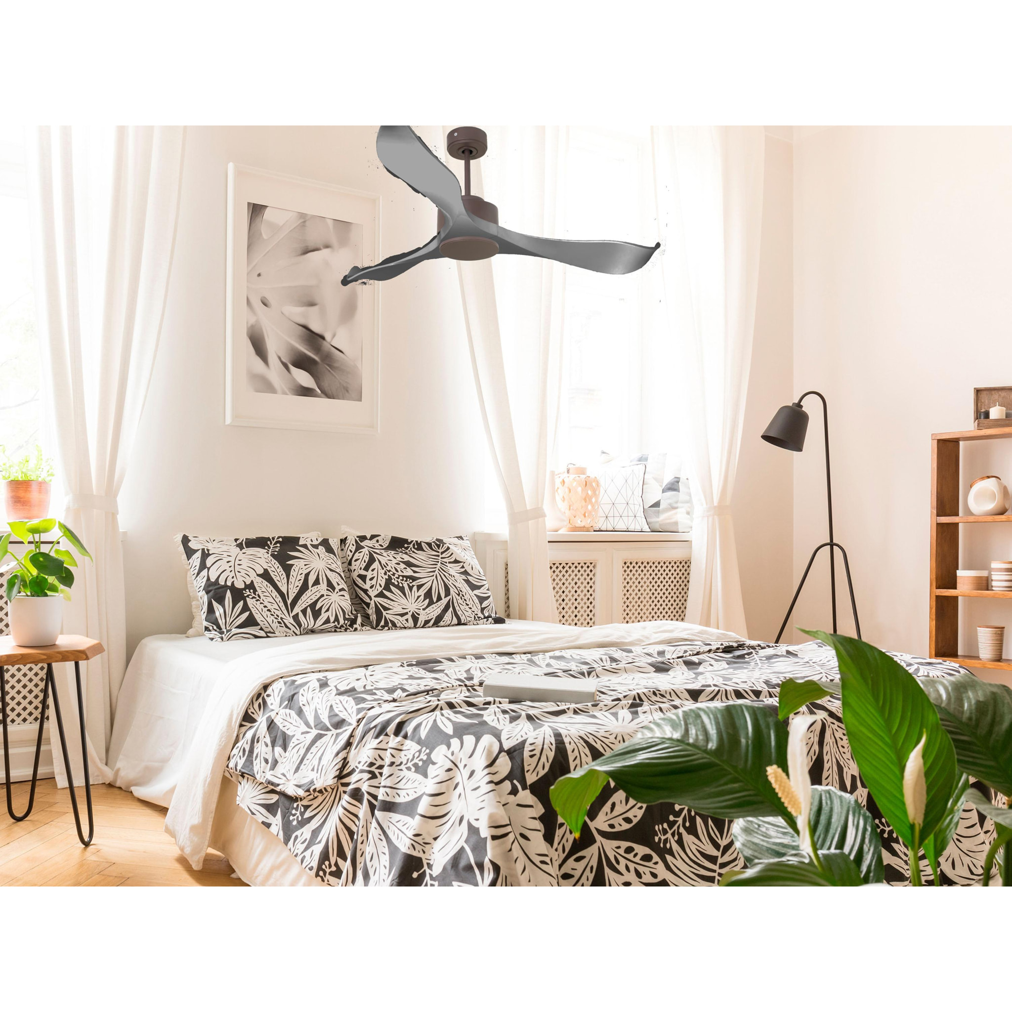 Ventilateur de plafond ø132 cm avec Wifi Réversible Hypersilence 40   W Chocolat