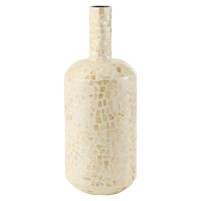 J-Line vase Nuye Bouteille Mosaique/Papier - ivoire - 51.5 cm de hauteur