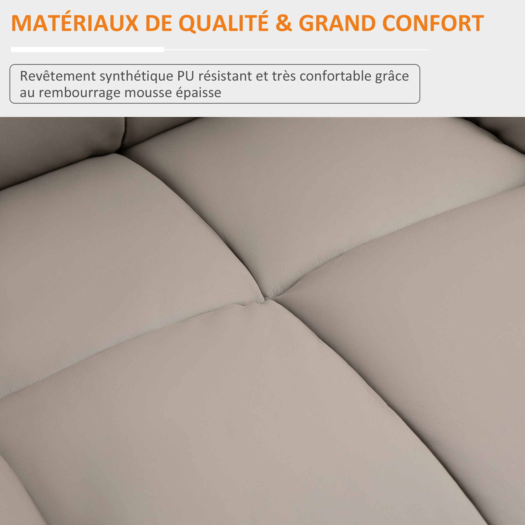 Fauteuil luxe de relaxation et massage inclinaison dossier repose-pied réglable revêtement synthétique gris