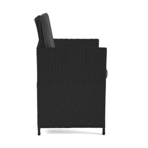 Cuba – salon de jardin encastrable en résine tressé noir - 14 places - coussins gris + housse de protection - Beige
