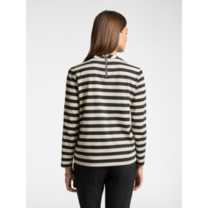 Elena Mirò - Camiseta de rayas con bordado de libélulas - Negro