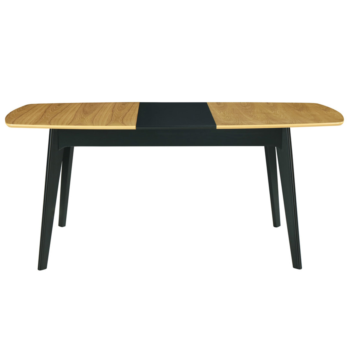 Table extensible rallonges intégrées rectangulaire bois et noir L140-180 cm MEENA