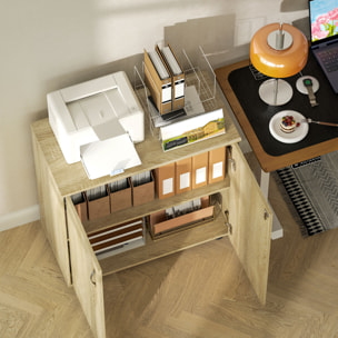 Armoire de bureau verrouillable 2 portes étagère effet bois clair