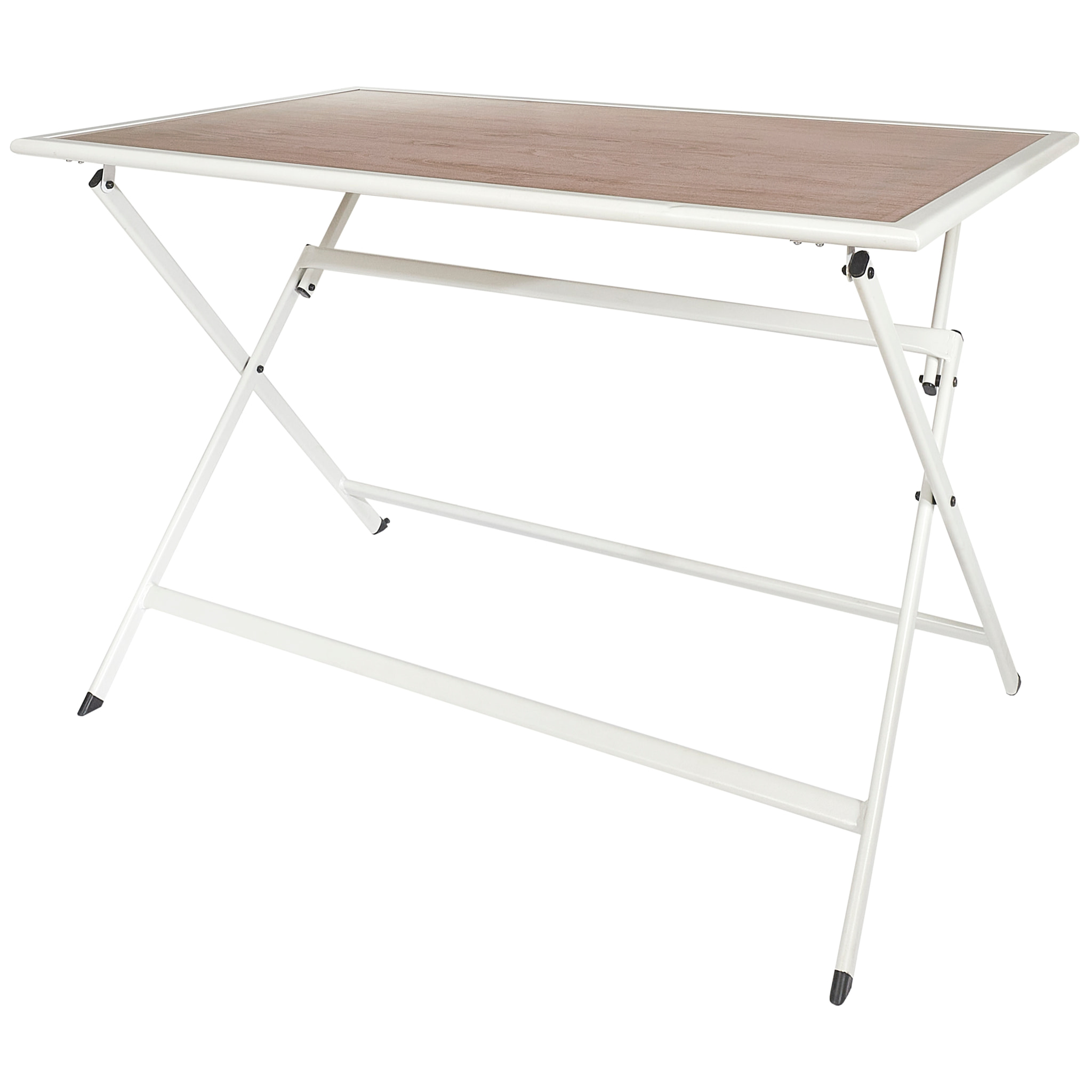 Table Metal Blanc Effet Bois Barcelone 110x70 M1