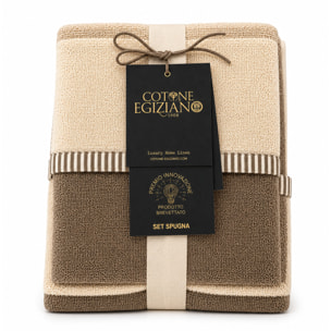 COTONE EGIZIANO Coppia asciugamani Reverse in cotone egiziano 550 gr_Cream