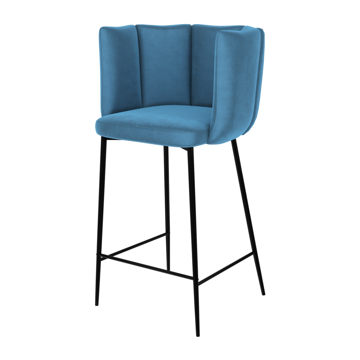 Lot de 2 chaises pour îlot central 67 cm en velours bleu - Rosy