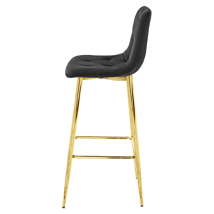 Set di 3 Sgabelli Nado in Velluto Nero e Gambe Oro