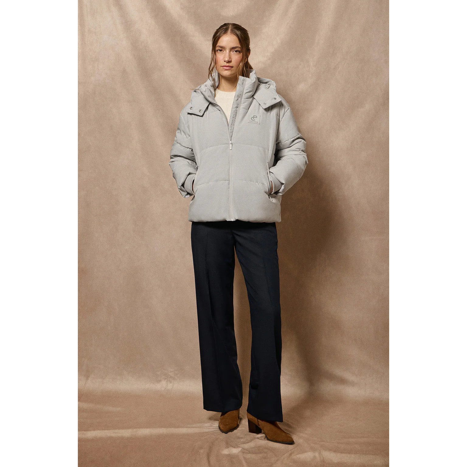 Chaqueta corta Artic gris de capucha fija y detalles Polo Club