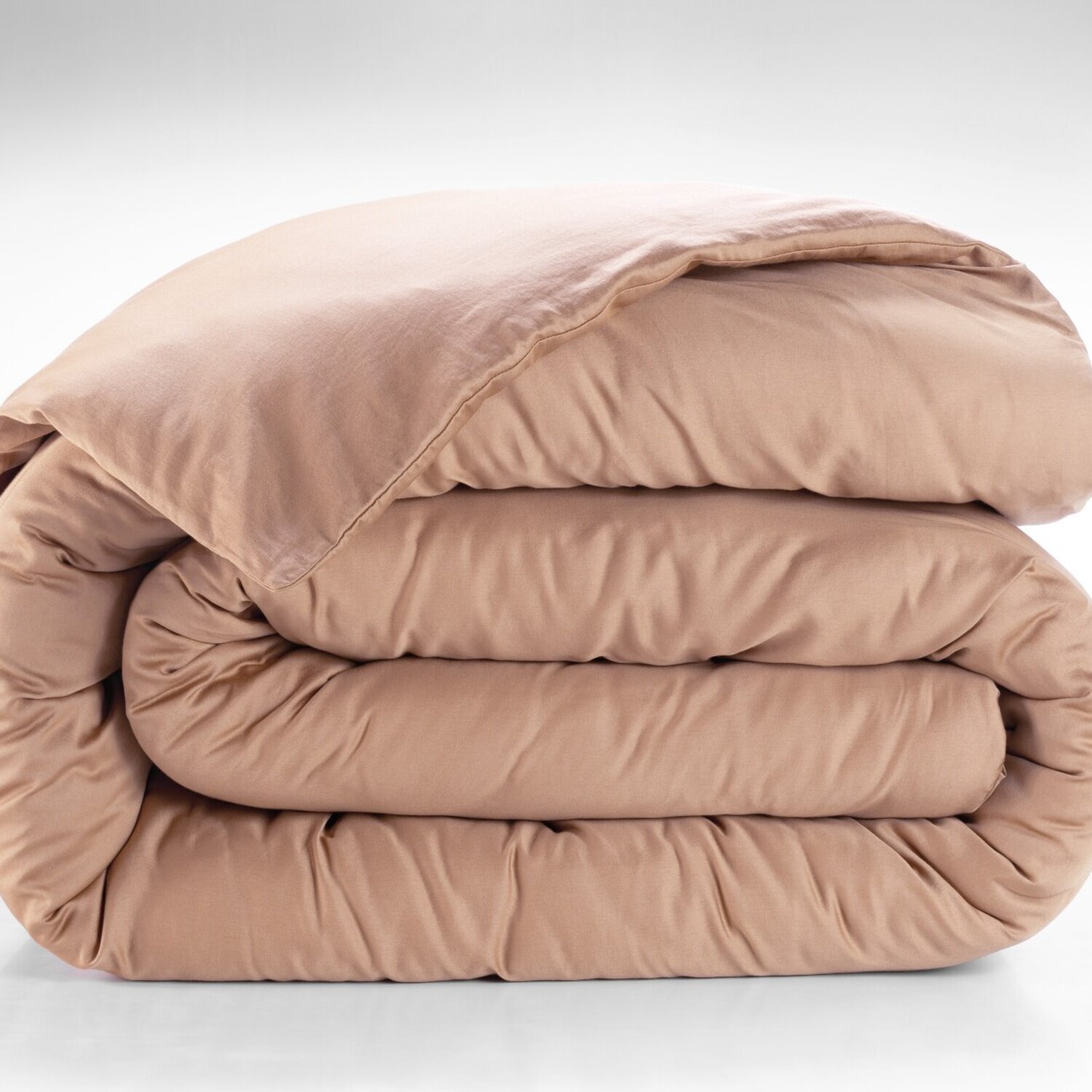 Housse de couette 100% satin de coton lavé 105 fils rose nude
