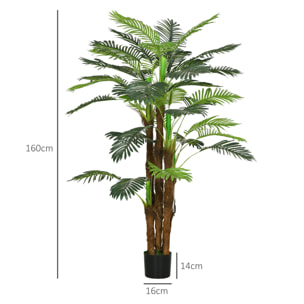 Planta Artificial Decorativa 160 cm Palmera Artificial con Maceta y Hojas para Interior Hogar Salón Oficina Verde