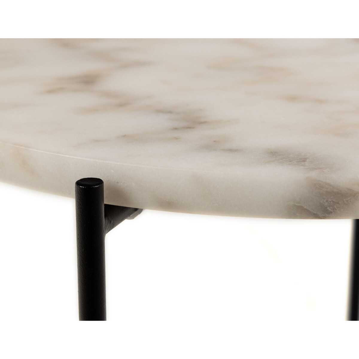 Ezaro - table basse - 52 cm - plateau en marbre - pieds en acier - Blanc