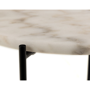 Ezaro - table basse - 52 cm - plateau en marbre - pieds en acier - Blanc