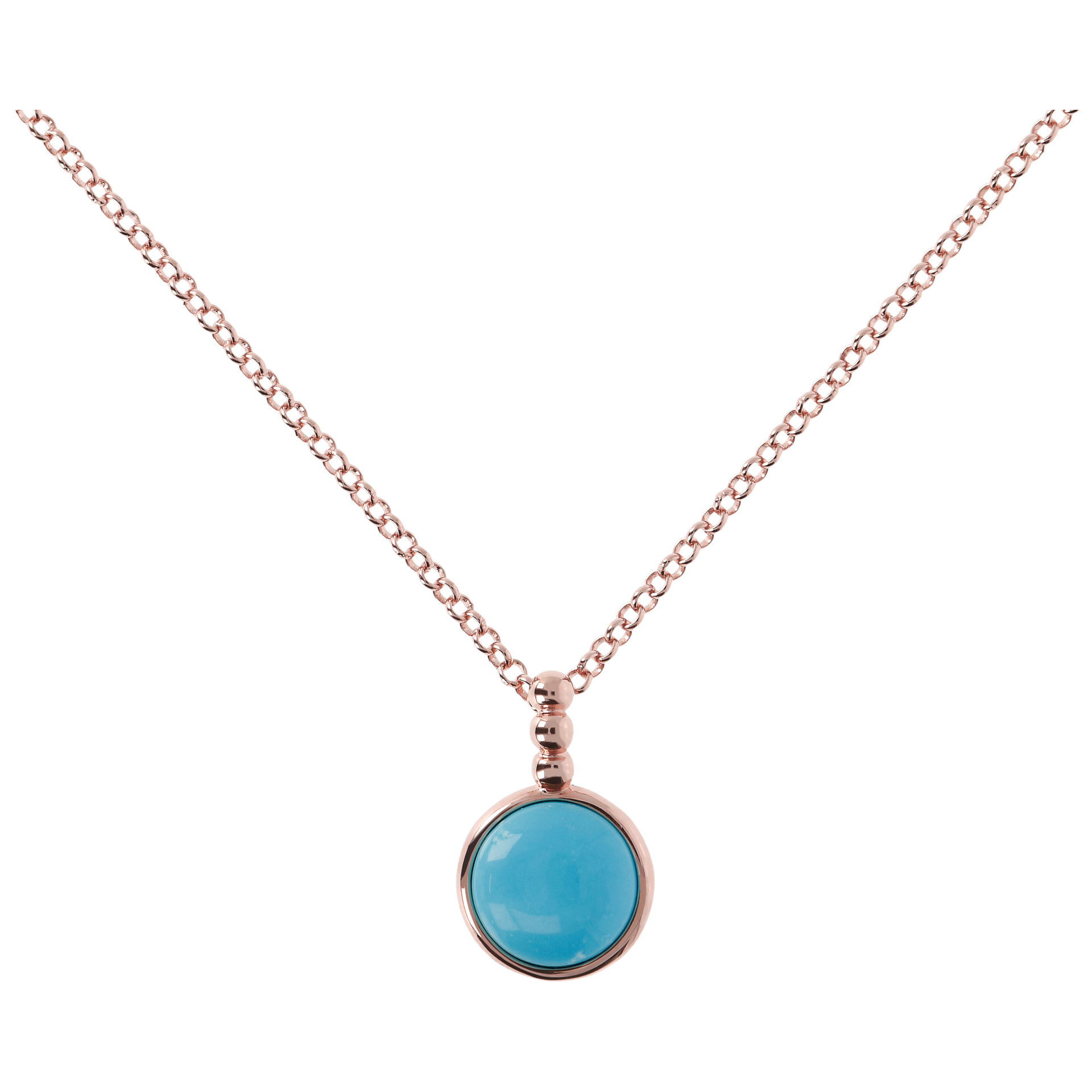 Collana con Pendente con Pietra Naturale Magnesite Placcata Oro Rosa 18kt