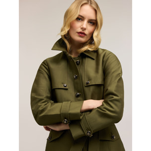 Motivi - Trench de mezcla de algodón con cinturón - Verde militare