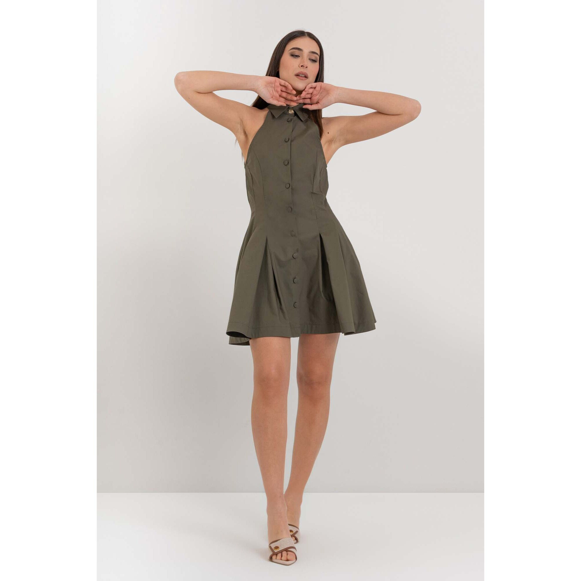 Kocca - Abito da donna in cotone con scollo all'americana e bottoni Donna