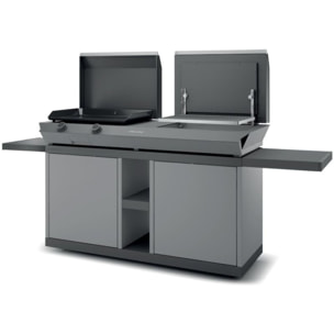 Chariot Plancha FORGE ADOUR Combi G NG 2 tablettes rabattables 2portes coulissantes
