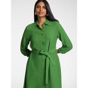 Elena Mirò - Vestido camisero con cinturón - Verde