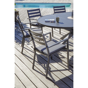 PELOSA - Fauteuil de jardin empilable en aluminium gris anthracite