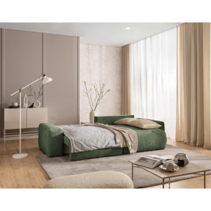 Constance - Canapé d'angle réversible 4 places convertible avec coffre en velours texturé - Vert