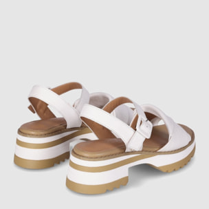 Sandalias de Piel - Blanco - Tacón: 4 cm