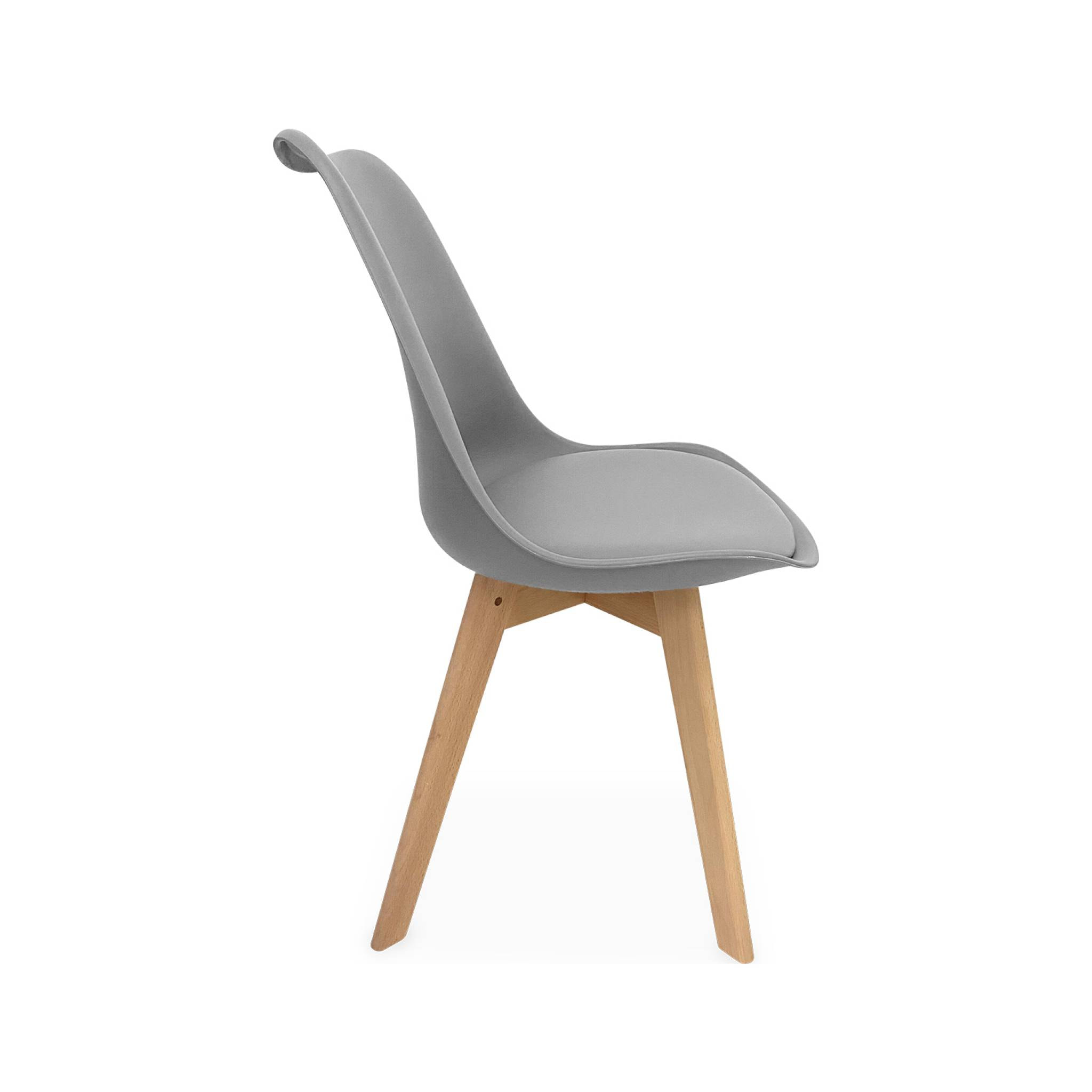 Lot de 4 chaises scandinaves. pieds bois de hêtre. chaises 1 place. gris