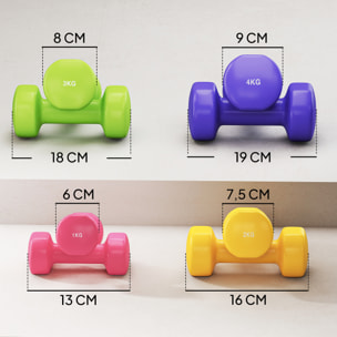 Juego de 8 Mancuernas Hexagonales 20 KG de 4 Pares 4 kg 3 kg 2 kg 1 kg Mancuernas de Neopreno con Revestimiento Antideslizantes Pesas para Gimnasio en Casa Ejercicio Entrenamiento Multicolor