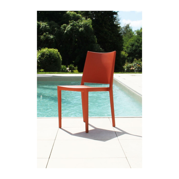 Lot de 2 chaises de jardin en plastique - terracotta - LAGOS