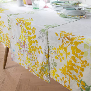 Chemin de table lin & coton lavé imprimé multicolore Canopee blanc