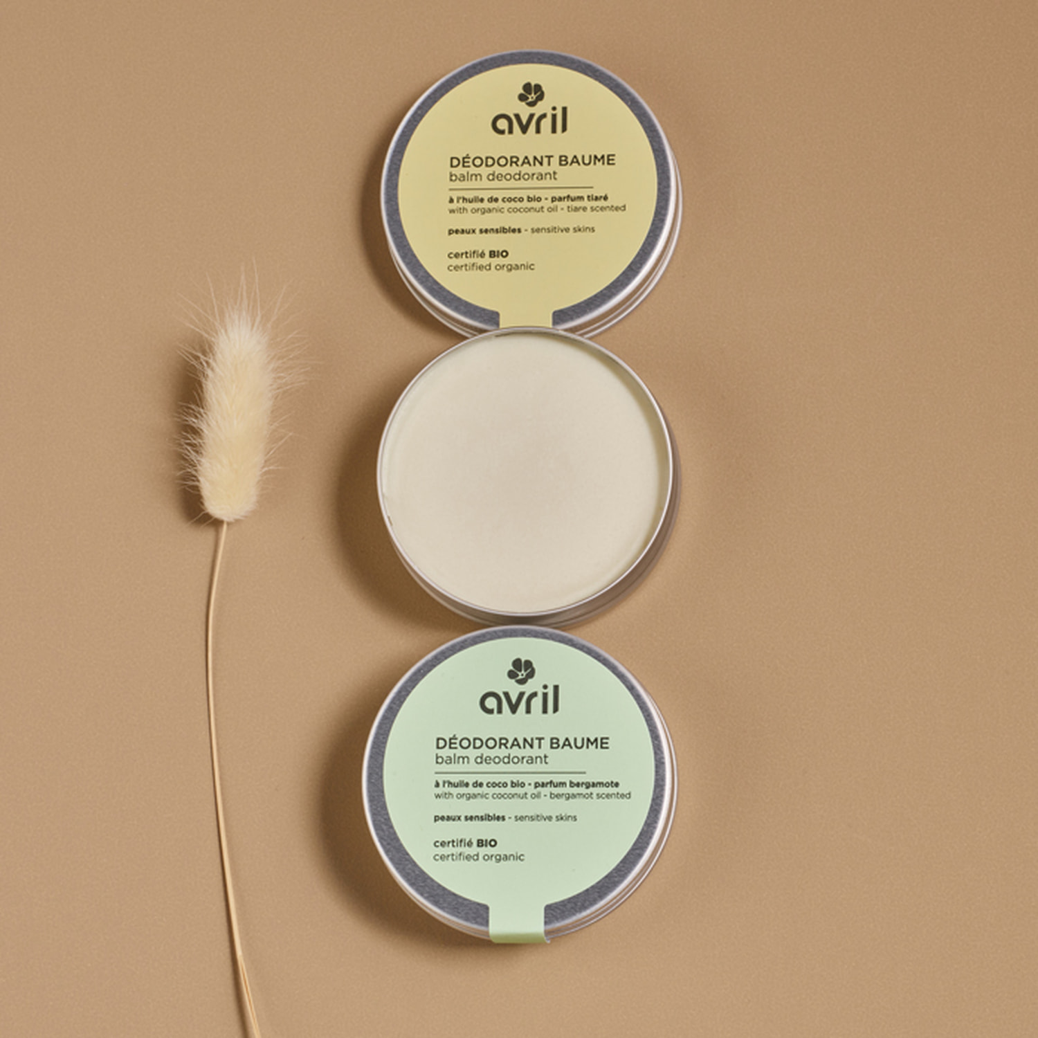 Déodorant - Certifié bio - Déodorant baume - Peaux sensibles - Parfum Bergamote 75 g