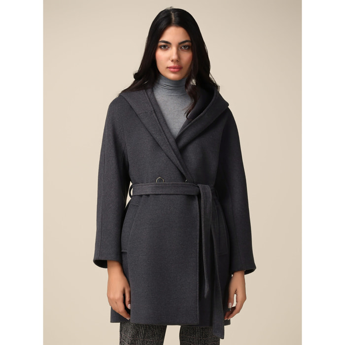 Oltre - Cappotto cappa con cintura - Grigio