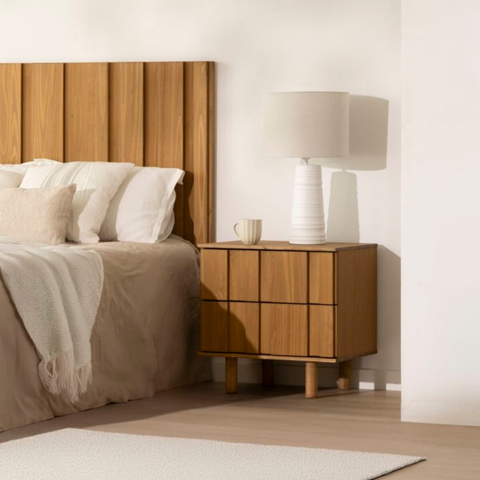 Table de chevet Sandoli -bois massif d'araucaria-couleur nogal 60 x 60 x 45 cm